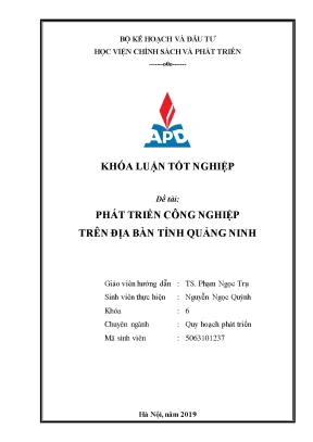 Luận văn phát triển công nghiệp trên địa bàn tỉnh quảng ninh