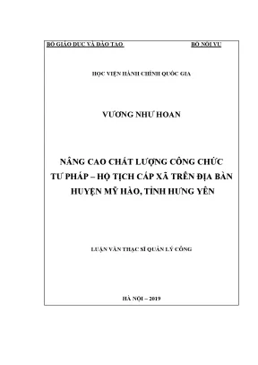 Luận văn nâng cao chất lượng công chức tư pháp hộ tịch cấp xã trên địa bàn huyện mỹ hào tỉnh hưng yên
