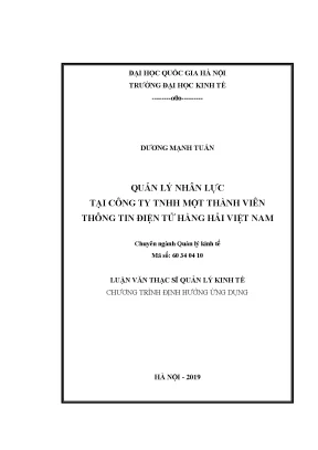 Luận văn thạc sĩ quản lý nhân lực tại công ty tnhh một thành viên thông tin điện tử hàng hải việt nam