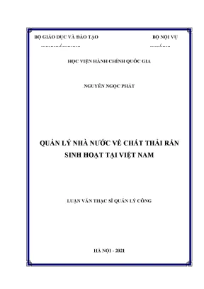 Luận văn quản lý nhà nước về chất thải rắn sinh hoạt tại việt nam