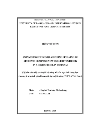 Luận văn thạc sĩ an investigation into assessing speaking of students learning new english textbook in a high school in vietnam