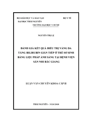 Đánh giá kết quả điều trị vàng da tăng bilirubin gián tiếp ở trẻ sơ sinh bằng liệu pháp ánh sáng tại bệnh viện sản nhi bắc giang