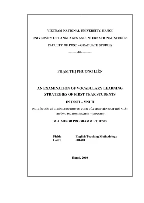 Luận văn thạc sĩ an examination of vocabulary learning strategies of first year students in ussh vnuh