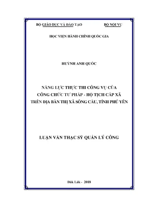 Luận văn năng lực thực thi công vụ của công chức tư pháp hộ tịch cấp xã trên địa bàn thị xã sông cầu tỉnh phú yên