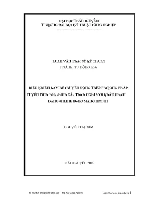 Luận văn điều khiển bám hệ chuyển động theo phương pháp tuyến tính hóa chính xác thích nghi với khâu nhận dạng online dùng mạng nơron