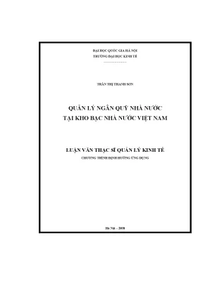 Luận văn thạc sĩ quản lý ngân quỹ nhà nước tại kho bạc nhà nước việt nam