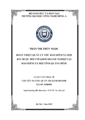 Hoàn thiện công tác quản lý thu bảo hiểm xã hội bắt buộc đối với khối doanh nghiệp tại bhxh tỉnh quảng bình