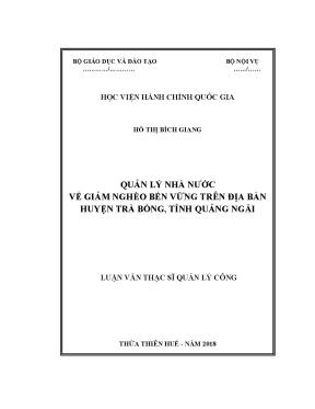 Luận văn quản lý nhà nước về giảm nghèo bền vững trên địa bàn huyện trà bồng tỉnh quảng ngãi