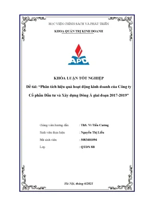 Luận văn phân tích hiệu quả hoạt động kinh doanh của công ty cổ phần đầu tư và xây dựng đông á giai đoạn 2017 2019