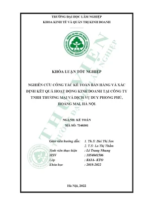 Nghiên cứu công tác kế toán bán hàng và xác định kết quả hoạt động kinh doanh tại công ty tnhh thương mại và dịch vụ duy phong phú hoàng mai hà nội