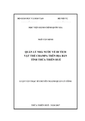 Luận văn quản lý nhà nước về di tích vật thể champa trên địa bàn tỉnh thừa thiên huế