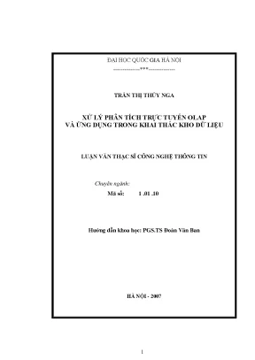 Luận văn thạc sĩ xử lý phân tích trực tuyến olap và ứng dụng trong khai thác kho dữ liệu luận văn ths công nghệ thông tin 1 01 10