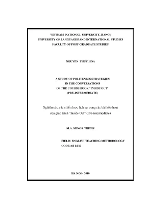 Luận văn thạc sĩ a study of politeness strategies in the conversations of the course book inside out pre intermediate
