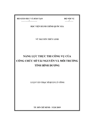 Luận văn năng lực thực thi công vụ của công chức sở tài nguyên và môi trường tỉnh bình phước