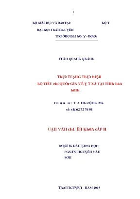 Luận văn thực trạng thực hiện bộ tiêu chí quốc gia về y tế xã tại tỉnh hòa bình