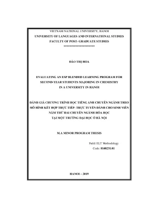 Luận văn thạc sĩ evaluating an esp blended learning program for second year students majoring in chemistry in a university in hanoi