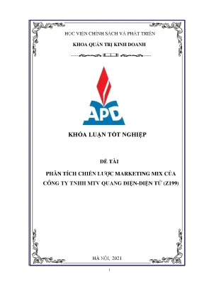Luận văn phân tích chiến lược marketing mix của công ty tnhh mtv quang điện điện tử z199