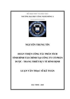 Hoàn thiện công tác phân tích tình hình tài chính tại công ty cổ phần dược trang thiết bị y tế bình định