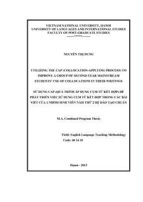 Luận văn thạc sĩ utilizing the cap collocation applying process to improve a group of second year mainstream students use of collocation in their writings