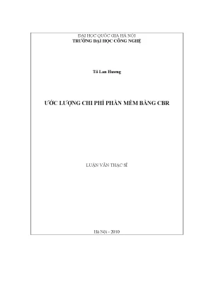 Luận văn thạc sĩ ước lượng chi phí phần mềm bằng cbr