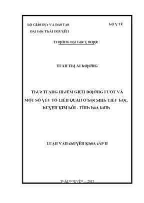 Luận văn thực trạng nhiễm giun đường ruột và một số yếu tố liên quan ở học sinh tiểu học huyện kim bôi tỉnh hòa bình