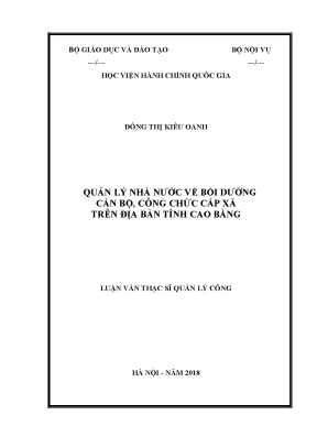 Luận văn quản lý nhà nước về bồi dưỡng cán bộ công chức cấp xã trên địa bàn tỉnh cao bằng
