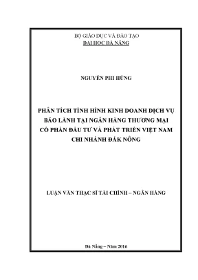 Luận văn phân tích tình hình kinh doanh dịch vụ bảo lãnh tại ngân hàng tmcp đầu tư và phát triển việt nam chi nhánh đắk nông