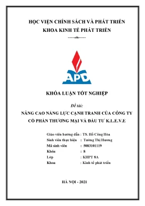 Luận văn nâng cao năng lực cạnh tranh của công ty cổ phần thương mại và đầu tư k l e v e