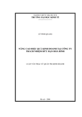 Luận văn thạc sĩ nâng cao hiệu quả kinh doanh tại công ty trách nhiệm hữu hạn hòa bình