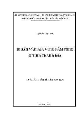 Luận văn di sản văn hóa vùng hàm rồng ở tỉnh thanh hóa