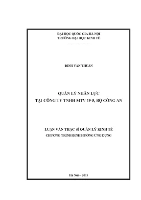Luận văn thạc sĩ quản lý nhân lực tại công ty tnhh mtv 19 5 bộ công an