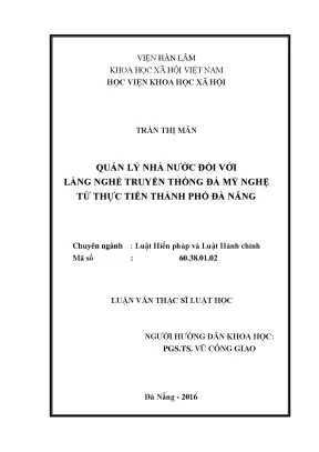 Luận văn thạc sĩ luật học quản lý nhà nước đối với làng nghề truyền thống đá mỹ nghệ từ thực tiễn thành phố đà nẵng