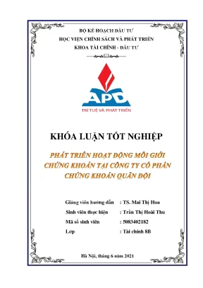 Luận văn phát triển hoạt động môi giới chứng khoán tại công ty cổ phần chứng khoán quân đội