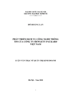 Luận văn thạc sĩ phát triển dịch vụ công nghệ thông tin của công ty hewlett packard việt nam