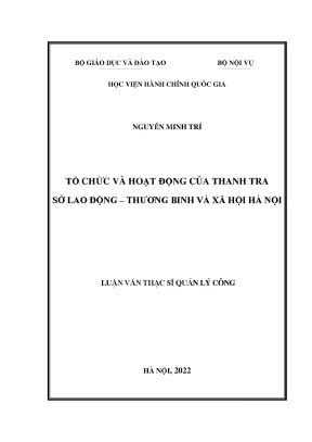 Luận văn tổ chức và hoạt động của thanh tra sở lao động thương binh và xã hội hà nội