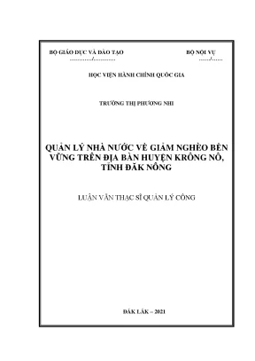 Luận văn quản lý nhà nước về giảm nghèo bền vững trên địa bàn huyện krông nô tỉnh đắk nông