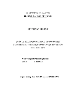 Luận văn quản lý hoạt động giáo dục hướng nghiệp ở các trường trung học cơ sở huyện tuy phước tỉnh bình định