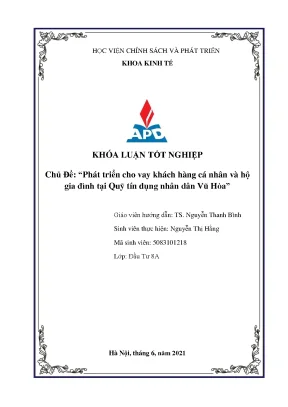 Luận văn phát triển cho vay khách hàng cá nhân và hộ gia đình tại quỹ tín dụng nhân dân vũ hòa