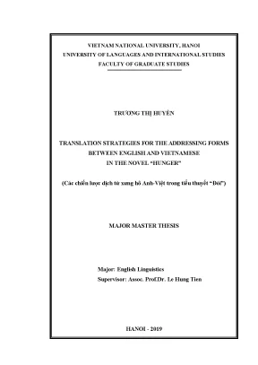 Luận văn thạc sĩ translation strategies for the addressing forms between english and vietnamese in the novel hunger