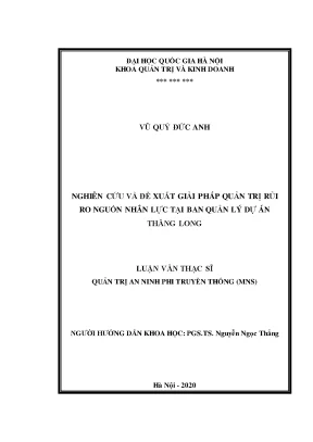 Luận văn thạc sĩ nghiên cứu và đề xuất giải pháp quản trị rủi ro nguồn nhân lực tại ban quản lý dự án thăng long