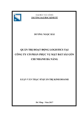 Luận văn quản trị hoạt động logistics tại công ty cổ phần phục vụ mặt đất sài gòn chi nhánh đà nẵng