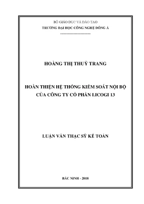 Hoàn thiện hệ thống kiểm soát nội bộ của công ty cổ phần licogi 13