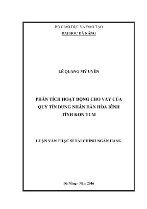 Luận văn phân tích hoạt động cho vay của quỹ tín dụng nhân dân hòa bình tỉnh kon tum