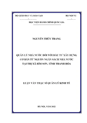 Luận văn quản lý nhà nước đối với đầu tư xây dựng cơ bản từ nguồn ngân sách nhà nước tại thị xã bỉm sơn tỉnh thanh hóa