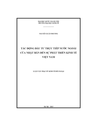 Luận văn thạc sĩ tác động đầu tư trực tiếp nước ngoài nhật bản tới sự phát triển kinh tế của việt nam
