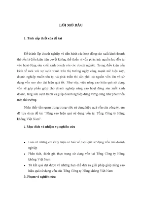 Luận văn nâng cao hiệu quả sử dụng vốn tại tổng công ty hàng không việt nam