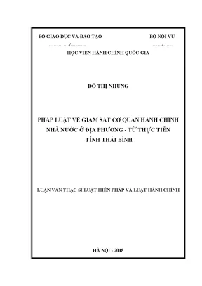Luận văn pháp luật về giám sát cơ quan hành chính nhà nước ở địa phương từ thực tiễn tỉnh thái bình
