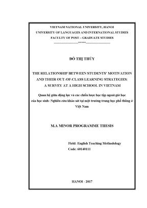 Luận văn thạc sĩ the relationship between students motivation and their out of class learning strategies a survey at a high school in vietnam