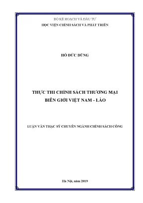 Luận văn thực thi chính sách thương mại biên giới việt nam lào