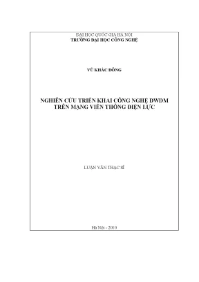 Luận văn thạc sĩ nghiên cứu triển khai công nghệ dwdm trên mạng viễn thông điện lực
